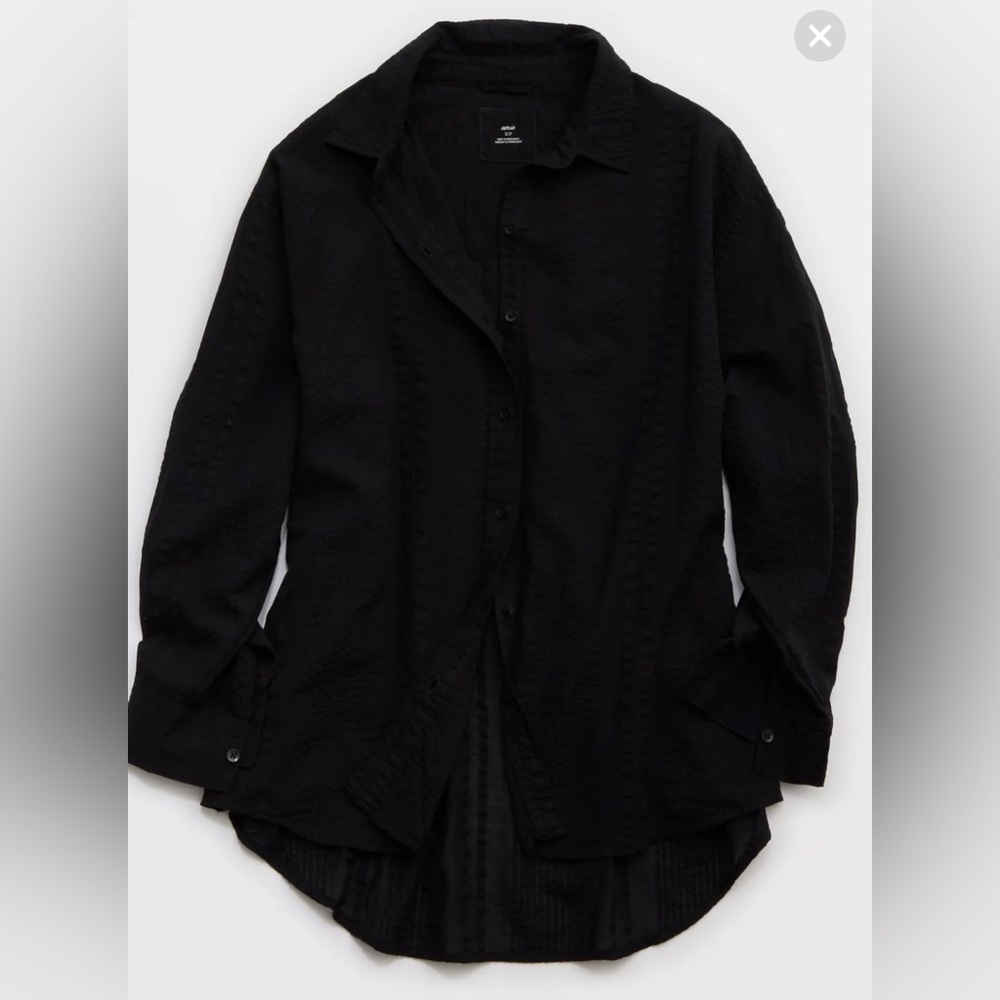 NWOT Aerie Seersucker Coverup Shirt Size XXS oversized lightweight button down